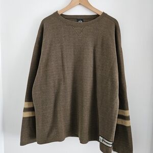 prAna Sweatshirt Mens Extra Large Brown Striped Sleeve Yoga Climbing Outdoor